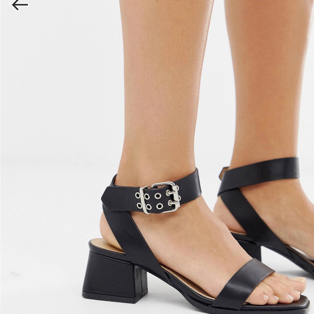 RAID Wide Fit Bessie black square toe heel sandal